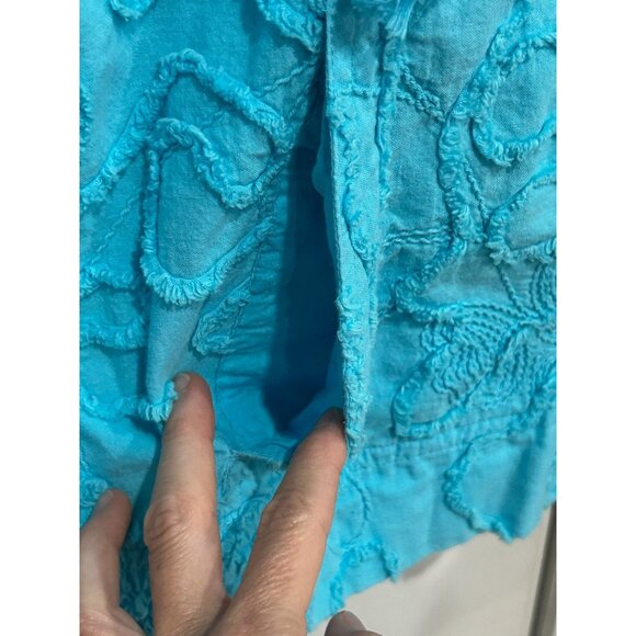 Susan Graver Style Womens Textured Turquoise Jacket Size L Full Zip Cotton Casua - Picture 8 of 10